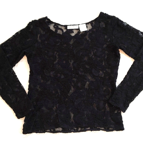Liz Claiborne Woman's Stretch Lace long Sleeve Top/ Size M - Picture 6 of 11